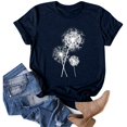 thumbnail image 4 of Womens Shirts Summer Dandelion Printed Shirt Short Sleeve Round Neck T Shirt Fashion Top Lightweight Soft Casual Outfit Clothes Womens Tops, 4 of 4