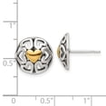 thumbnail image 2 of 925 Sterling Silver Gold-tone Polished and Oxidized Love Heart Circle Post Earrings 12.6x12.6mm Wide Stud Earring for Wo, 2 of 2