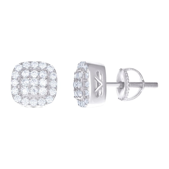 925 Sterling Silver Womens Moissanite 0.94ct Square Stud Earrings 8.5x8.5mm Wide Stud Earring for Women