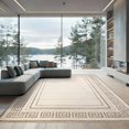 thumbnail image 2 of ODIKA 8'x10' Ultra-Soft Area Rug, Dining Abstract Beige Interlocking Greek Key Neutral Tones Periwinkl None Washable, Bare feet friendly, Silk-Touch for Bedroom, Under Sectional, 2 of 7