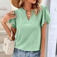 thumbnail image 5 of WIZUTIZ Womens Blouse Holiday Saving Comfy Pure Colour Lightweight Oversize T-shirt V-Neck Vintage Solid Tee Plus Size Short Sleeve Shirts Linen Fashion Tshirts Holiday Beach Ladies Tshirt Blouse M, 5 of 6