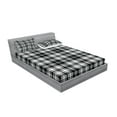 thumbnail image 2 of Ambesonne Abstract Fitted Sheet & Pillow Sham Set, British Tartan Pattern, Queen, White Black, 2 of 2