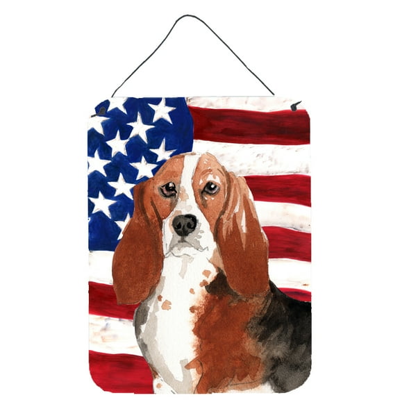Patriotic USA Basset Hound Wall or Door Hanging Prints