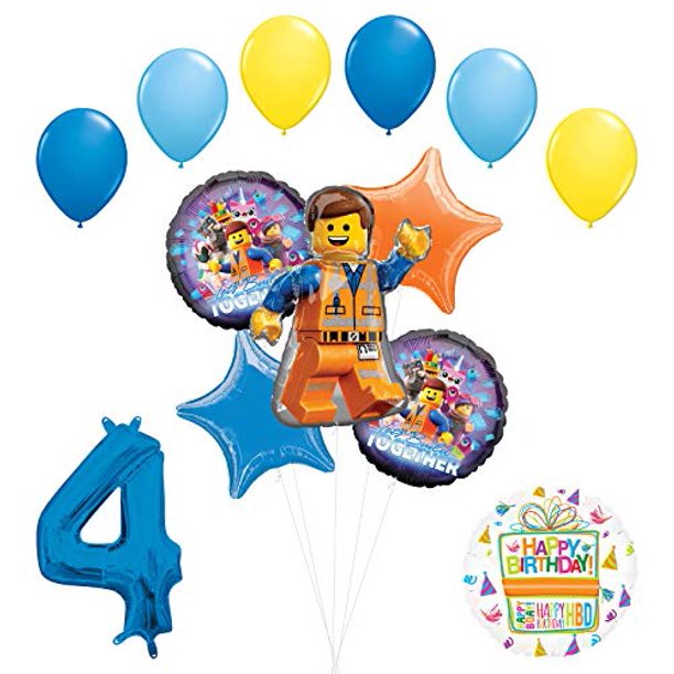 Lego Movie Party Supplies 4th Birthday Balloon Bouquet Decorations Walmart Com Walmart Com