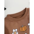 thumbnail image 5 of Wassery Infant Baby Girls Jumpsuit Long Sleeve Round Neck Pumpkin Print Romper Pullovers 3 6 12 18 Months Newborn Halloween Costume, 5 of 8