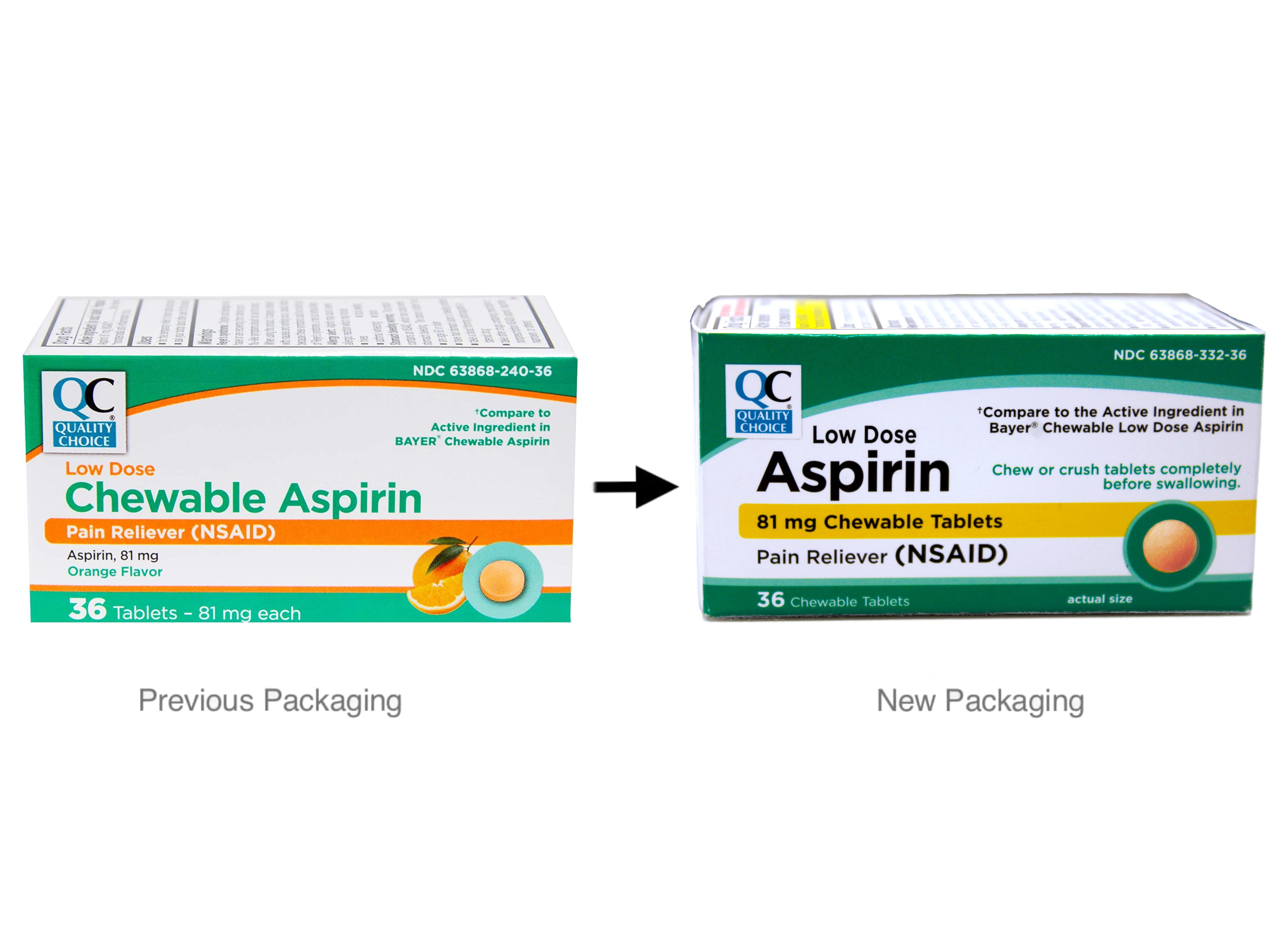 24 Pack Quality Choice Children's Chewable Orange 81mg Aspirin Tablet 36ct each