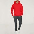thumbnail image 2 of UVEASISHA Fall Outfits for Men Fleece Lined Oversized Hoodie Sweatshirts and Sweatpants Sets Solid Color Casual Loose Sweatsuits Set with Pockets Red XXL, 2 of 8