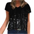 thumbnail image 1 of Blusa de camiseta informal con estampado de manga corta y cuello en V de verano para mujer a la moda Fridja  bn5835, 1 of 5