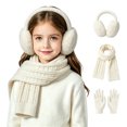 thumbnail image 2 of Sentuca Kids Winter Hat Scarf Gloves Set, Earmuffs Knit Long Scarf Full Finger Gloves Daily Outdoor Travel Accessories for Boys Girls Size 3-12Y, 2 of 7