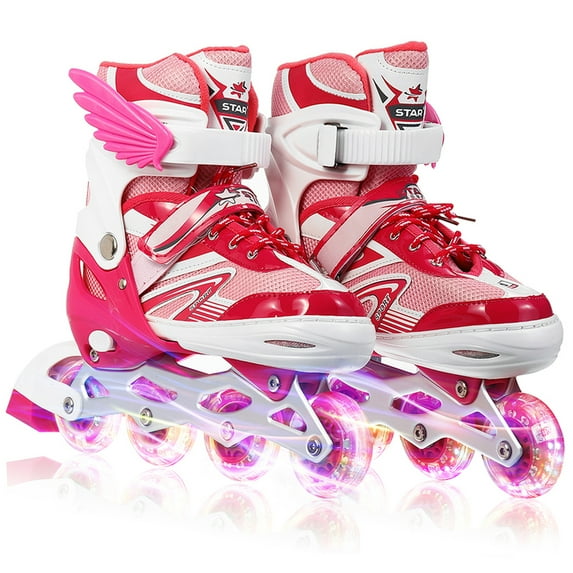 Adjustable Inline Skates for Kids and Adults with Full Light Up Wheels, Outdoor Roller Skates for Girls and Boys, Men and Women