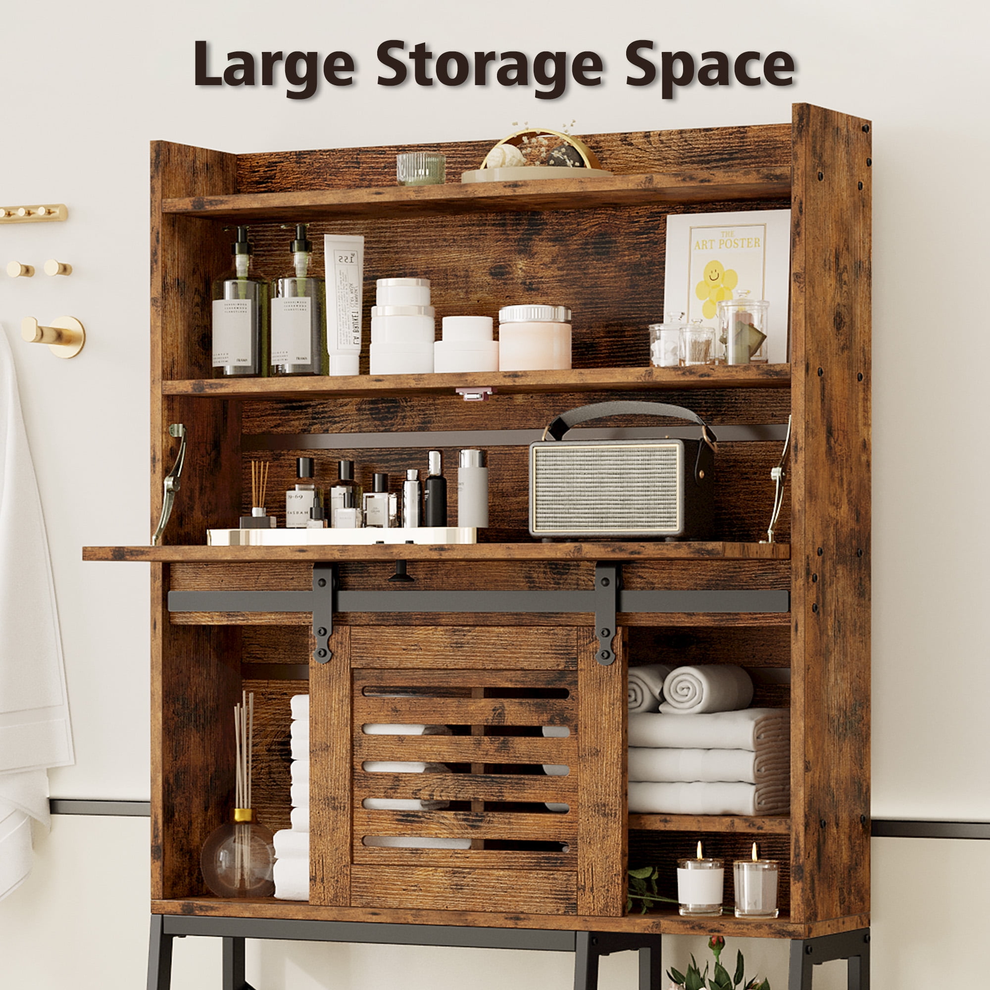 Bathroom Storage with Cabinet Vintage Brown – IRONCK
