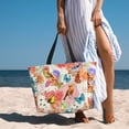 thumbnail image 3 of Wukai Flowers And Birds Watercolor Print Zipper Bag,large Beach Tote Bag,Waterproof Sandproof Bag,Grocery and Picnic Tote Travel Bag, 3 of 5