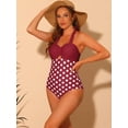 thumbnail image 4 of DARING DIVA Halterneck Polka Dot Tummy Control Swimsuit XL Maroon Red, 4 of 6