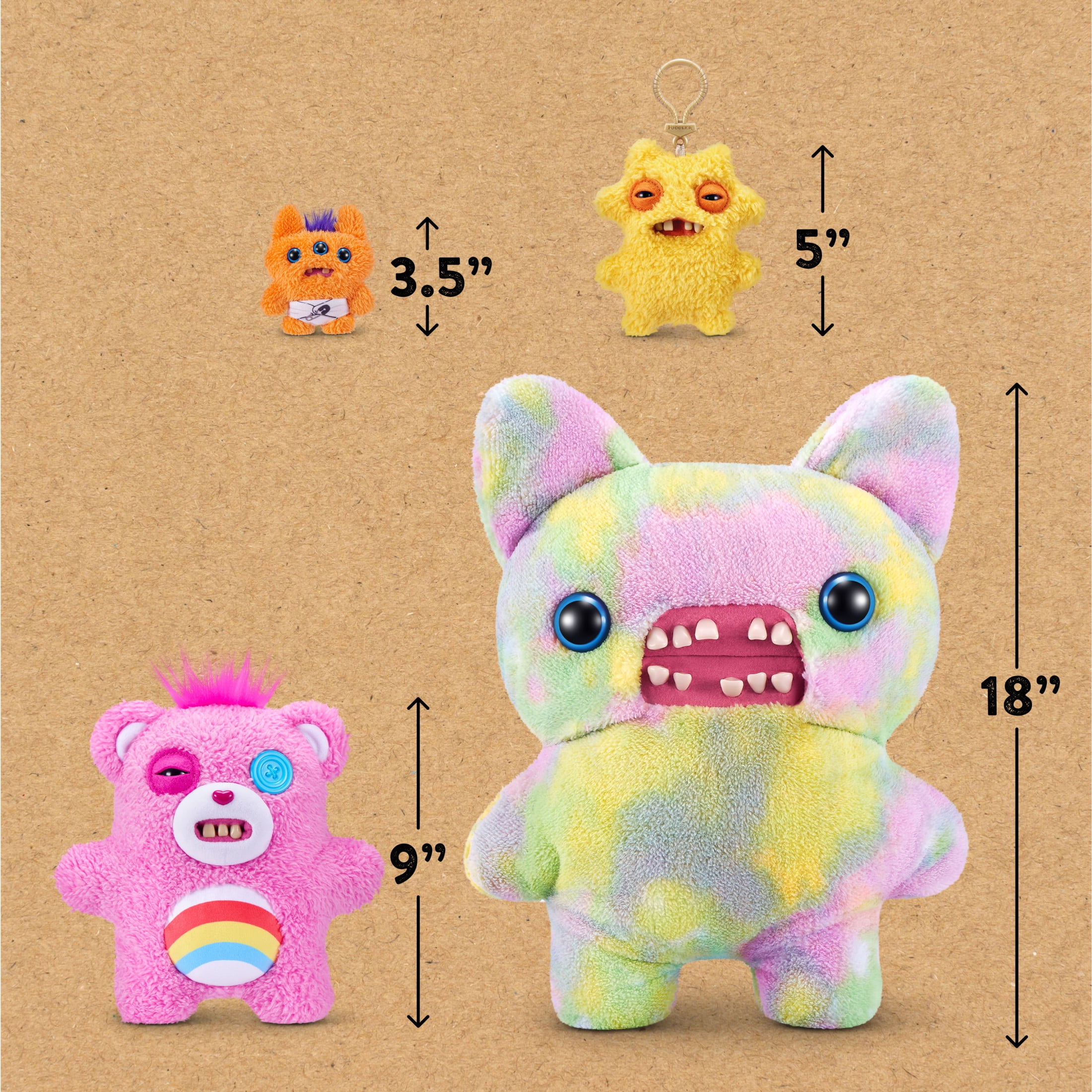 Fuggler Care Bears 9 inch (Cheer Bear), Funny Ugly Monster Stuffed Animal Toy by ZURU