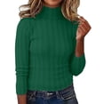 thumbnail image 3 of Women's Knitted High Neck Pullover Sweater â Long Sleeve Striped Turtleneck, Soft Warm Cozy Casual for Cold Weather Comfort, 3 of 8