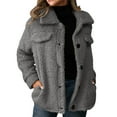 thumbnail image 2 of Zedker Women's Casual Fuzzy Faux Shearling Coat Warm Fleece Jackets Outwear,Plus Size Dark GrayM, 2 of 7