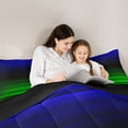 thumbnail image 4 of jejeloiu Vintage Striped Print 7pcs Bedding Comforter Set,Abstract Geometric Pattern Queen Bedding Sets,Green Black Blue Queen Sheet Sets For Adult,Breathable Home Decor Reversible, 4 of 8