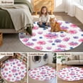 thumbnail image 5 of Purple Pink Spring Floral Round Area Rug 5Ft Washable Circle Rugs for Living Room Bedroom, Summer Botanical Flower Non-Slip Carpet Floor Mats Indoor Outdoor Carpet Runner Aesthetic Home Decor, 5 of 8