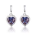 thumbnail image 1 of JeenMata Pendientes con Corazón Eterno de 1,25 Quilates (Alejandrita, Piedra Natal de Junio) Bañados en Oro Blanco de 18 K sobre Plata, 1 of 6