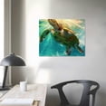 thumbnail image 4 of COMIO Green Sea Turtle Wall Decor Tropical Canvas Wall Art Prints Hawaii Turtle Picture Gift Florida Sea Life Teal Watercolor Ocean Animal Painting Small Framed Pictures for Bathroom Living Room, 4 of 5