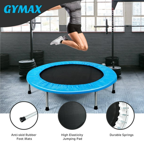 Gymax 38'' Folding Mini Trampoline Fitness Rebounder w/ Safety Pad Blue 