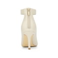 thumbnail image 5 of BLISSFUL STEP Women's Ankle Boots Stiletto Heels Pointed Toe Back Zip Faux Leather Dress Boots Beige 8.5, 5 of 8