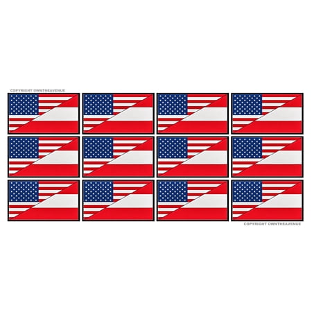 x12 USA American Austria World Flag Country Vinyl Sticker Decals 2" Inches Each