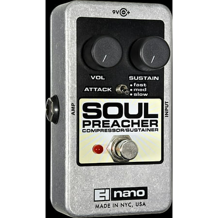 Electro Harmonix Soul Preacher Compressor Sustainer Pedal w/ 9V Battery Part Number: SOUL (Best Guitar Compressor Sustainer)