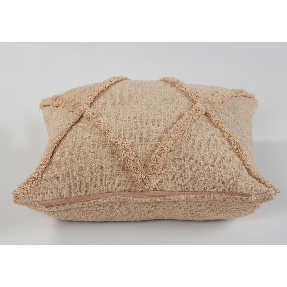 Ox Bay Sara Set of 2 Shag Diamond 18" x 18" Frappe Cotton Adult Decorative Throw Pillow Covers