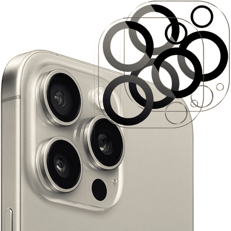 Entronix Camera Lens Protector for iPhone 15 Pro/Pro Max, Clear Tempered Glass, Scratch-Resistant, Pack of 2