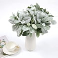 thumbnail image 4 of Yirtree Artificial Flocked Lambs Ear Leaf Flower Spray 5 Pieces Lambs Ear Stem Branch Foliage Pick Flocked Greenery for Home Wedding DIY Floral Arrangement, 4 of 8