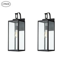 22.4 inch Outdoor Wall Light with Matte Black Finish Clear Glass Shade 2-pack