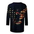 thumbnail image 5 of Women 3/4 Long Sleeve Shirt 4th of July Stars Printed Tee Memorial Day Gift, 5 of 5