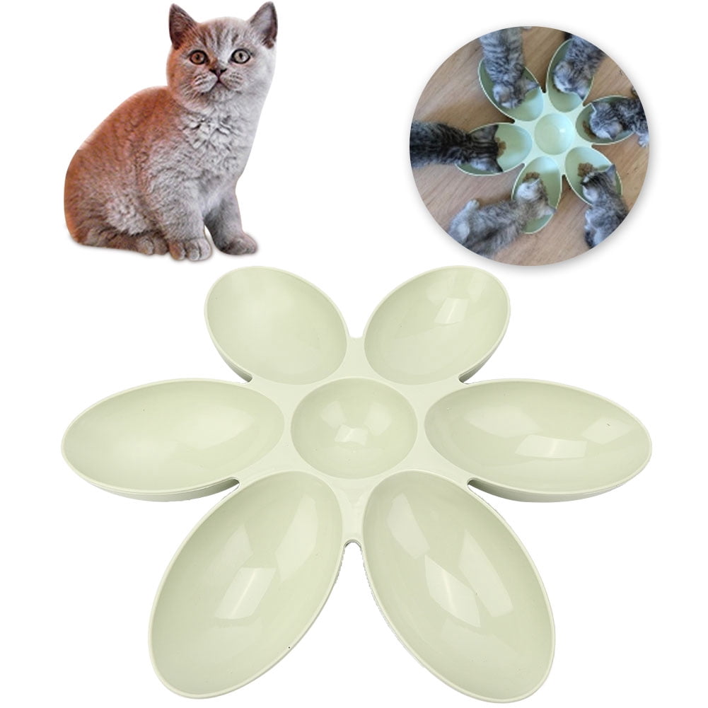 YAHHU PP Durable Six Petals Multiple Case Slow Feeder & Water Feeding Bowl for Cats and Dogs, Green (16.5 inches / 42 cm)