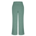 thumbnail image 3 of Wide Leg Sweatpants for Women Slim Fit Ribbed Elastic Waistband Breathable Open Bottom Hiking Trouser with Pockets, 3 of 9