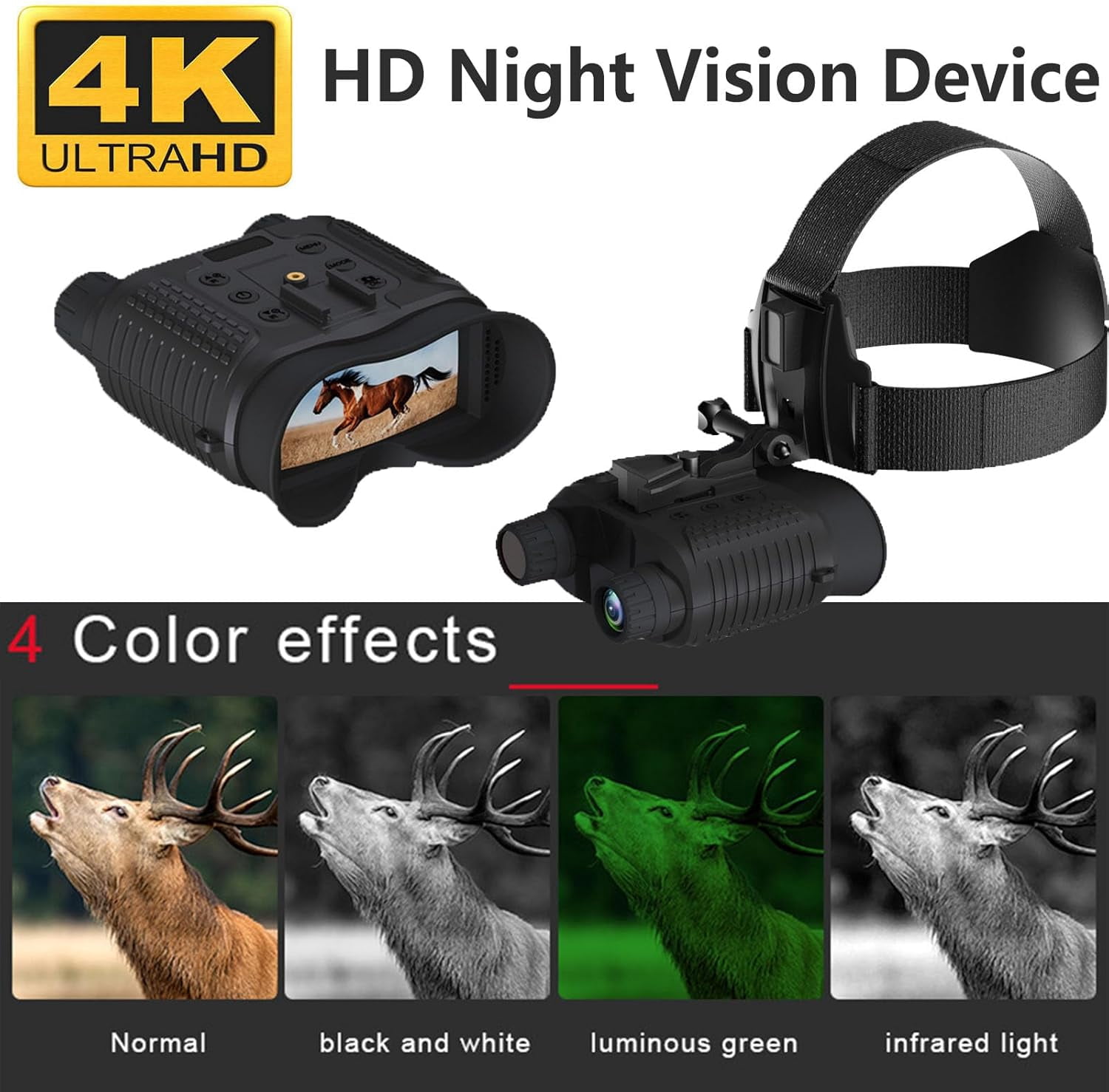 Night Vision Goggles Binoculars, 1312FT Digital Infrared Head Mounted Night Vision with, 2.7" Large Screen Can Save 1080P Video and 12M Photo, 8 X Digital Zoom, Include 32GB SD Card