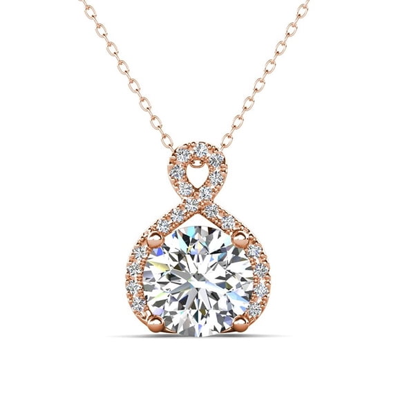 Cate & Chloe Alessandra 18k Rose Gold Plated Silver Necklace with Simulated Diamonds for Women
