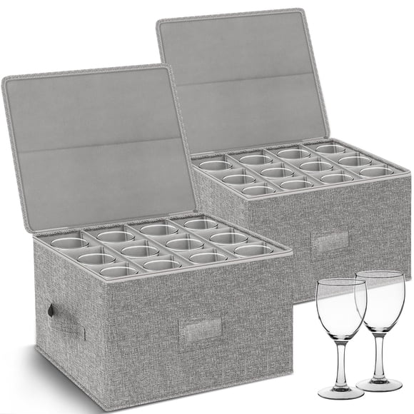 Estuche de almacenamiento Stemware para copas de vino Kukikan, paquete de 2, 24 vasos