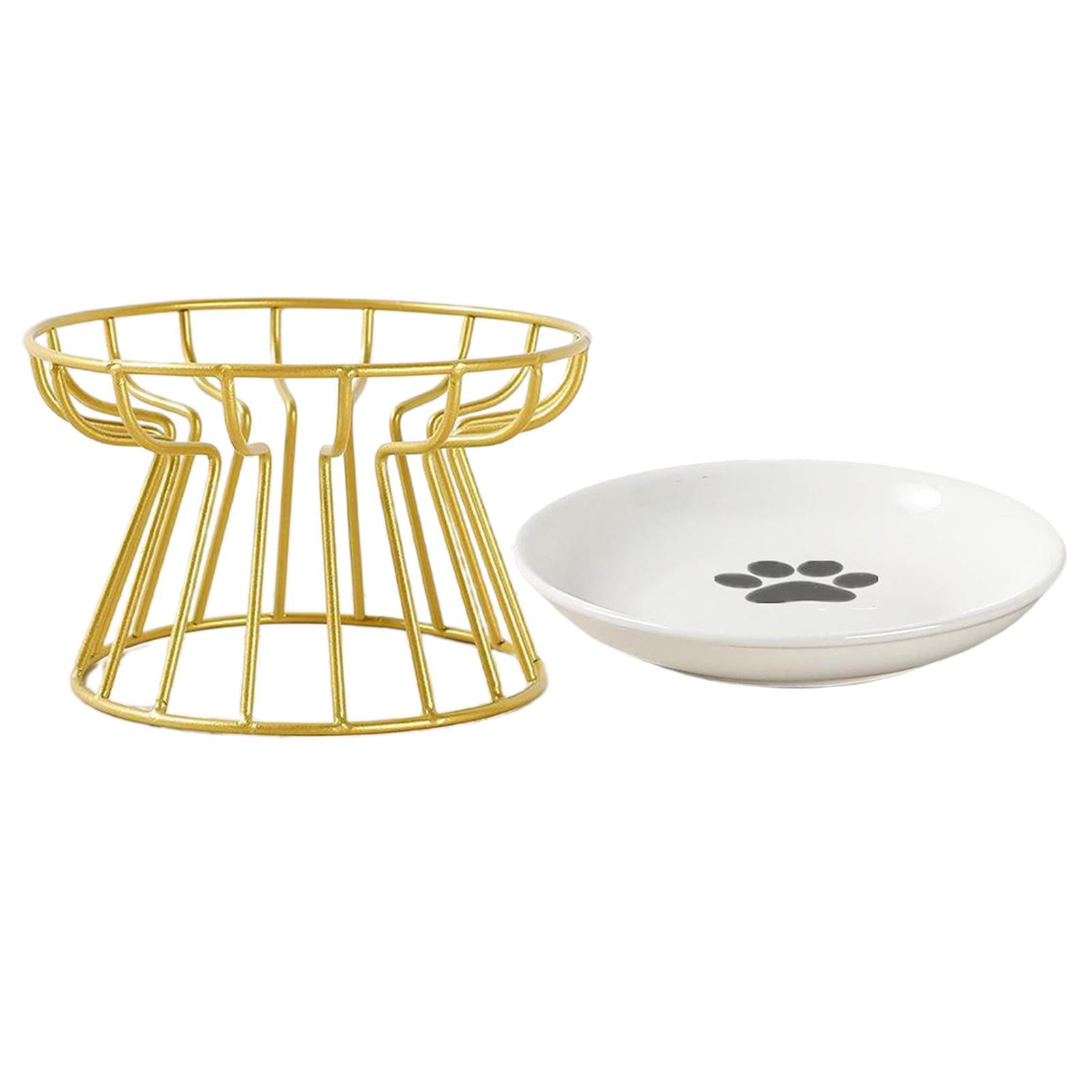 Fzaqwen Ceramic Pet Bowl Food Water & Treats for Cats & Dogs Non-slip Cat Bowls Pet Food Water Bowl Pet Supplies Golden