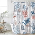 thumbnail image 4 of Blue Red Coral Bathroom Shower Curtains with 12 Hooks Polyester Waterproof Shower Curtain for Stalls and Bathtubs Coastal Shell Starfish Ocean Decorative Bathroom Privacy Curtain 60x72 Inches, 4 of 8