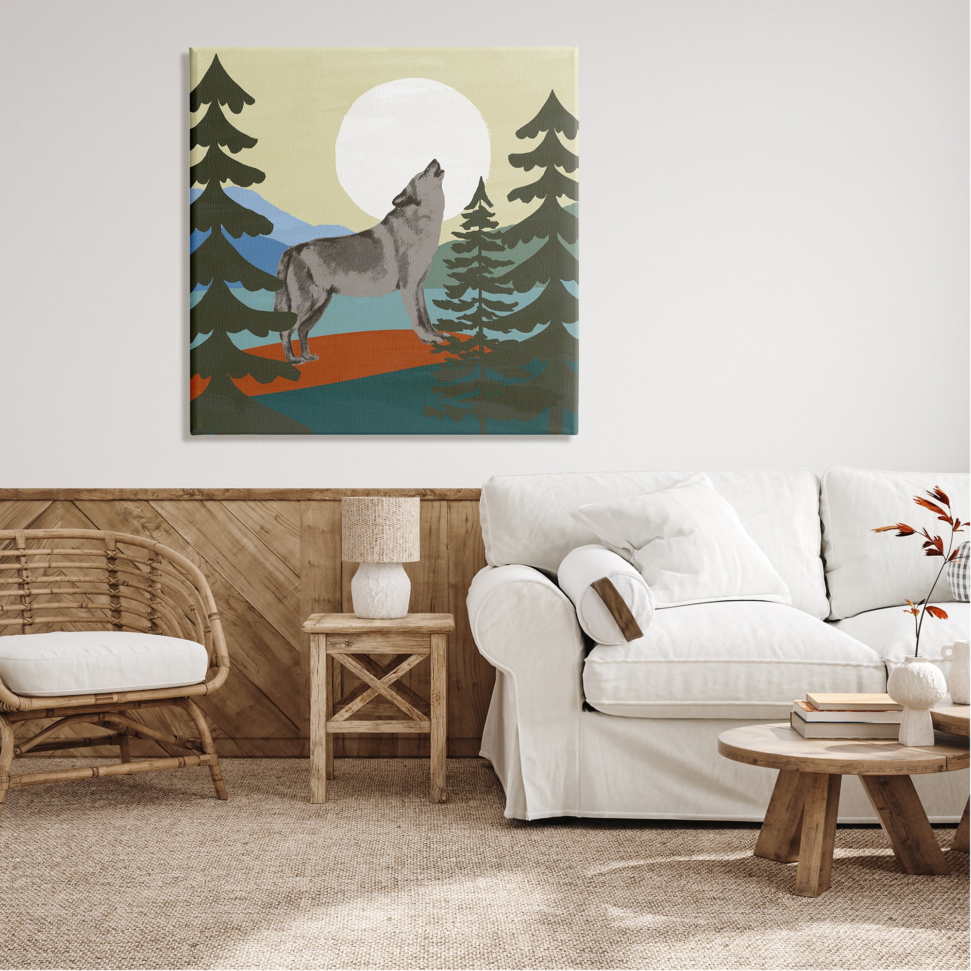 Stupell Industries Grey Wolf Howling Moon Woodlands Trees , 36 x 36, Design by Victoria Barnes