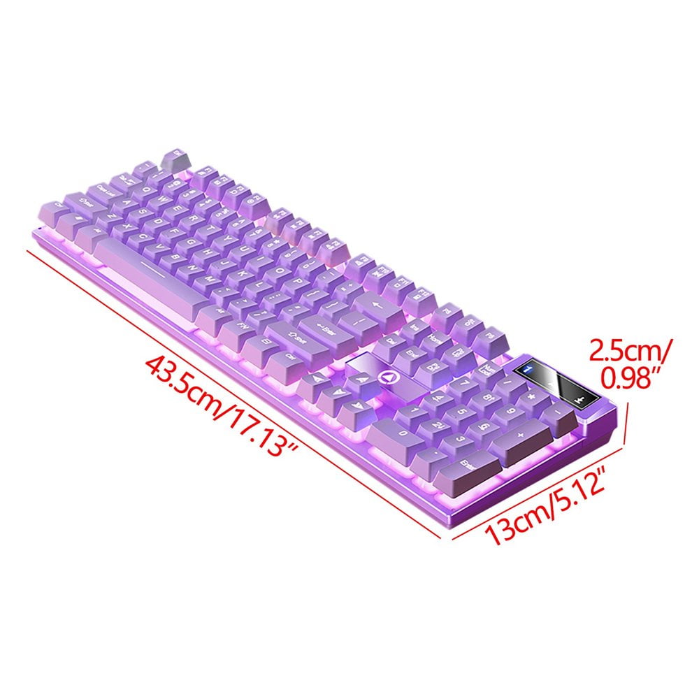 Baweave Gaming Keyboard USB Wired Floating Keyboard  Ergonomic Water Mechanical Feeling Keyboard  Ultra-Slim LED Backlit Keyboard For Desktop  Compute Pink