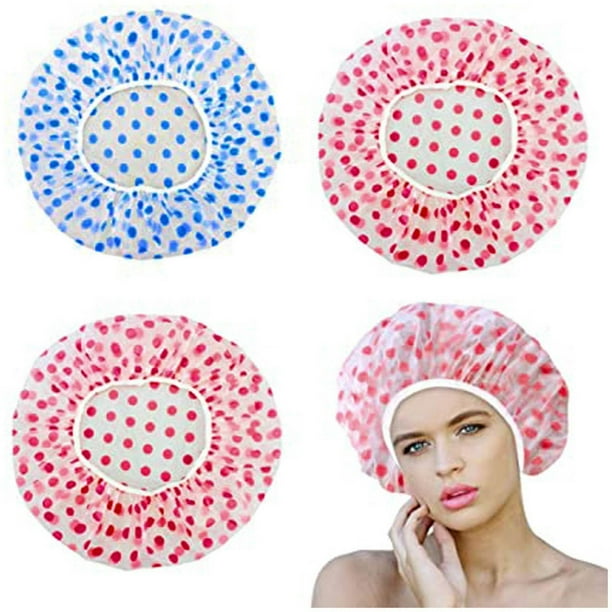 Reusable Shower Cap Set | 2-Pack Elastic Waterproof Hair Protector | Foldable Travel Size | 44cm Diameter | For Shower Spa Salon Makeup Facial Hair Care | Multi-Use Comfortable Design