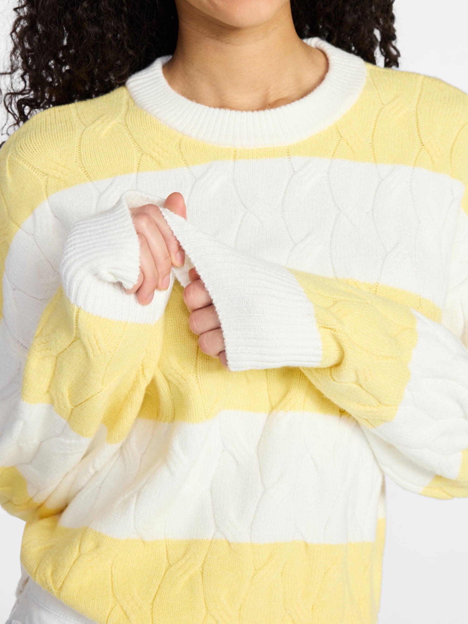 No Boundaries Drop Shoulder Crewneck Pullover Sweater, Midweight, Women's XXS-XXL