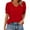 Red, variant on Turilly Women's Fashion Spring/Summer Tops Solid Color Base T-Shirt Button Short Sleeve V-Neck Top/Shirt