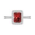 thumbnail image 2 of 1.86ct emerald cut red natural garnet 14k white gold halo Bridal Wedding Engagement Promise Anniversary Ring for Women size 5.75, 2 of 7