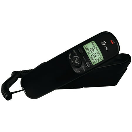 AT&T Corded Trimline Phone with Caller ID, Black, TR1909B