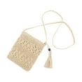 thumbnail image 1 of Sac Bandoulière en Paille pour Femmes, Sac d'Épaule Tissé à la Main pour la Plage avec Pompons, 1 of 5