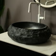 thumbnail image 3 of Modern Bathroom Vanity Luna 20'' Bathroom Sink, Irregular Oval Resin Vessel Basin with Stone Pattern, Artistic Style Sink, NO Faucet, Dark Gray,Wooden Bathroom Vanity, 3 of 5