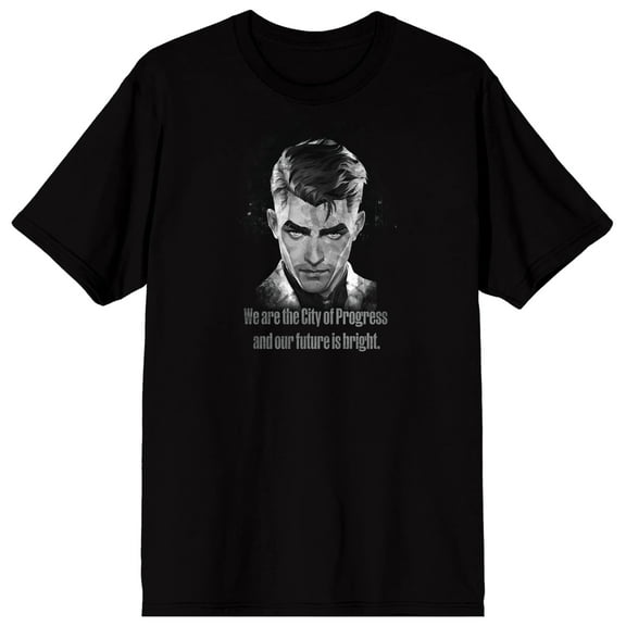 Arcane Jayce Tails B&W Art Adult Black Crew Neck Short Sleeve T-shirt-Medium